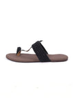 Brown and Black Cruelty free Leather inspired Kolhapuri with multiple braidings