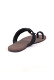 Brown and Black Cruelty free Leather inspired Kolhapuri with multiple braidings