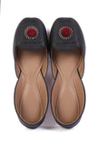 Regal Noir Jutti with Maroon Pompom