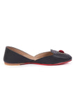 Regal Noir Jutti with Maroon Pompom