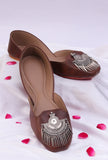 Rustic Coffee Jutti with Tribal Silver Details