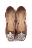 Rustic Coffee Jutti with Tribal Silver Details