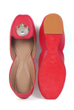 Cherry Red Jutti with Multicolor German Silver Accents