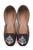 Sleek Black Jutti with Tribal German Silver