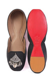 Sleek Black Jutti with Tribal German Silver