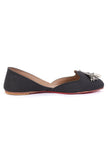 Sleek Black Jutti with Tribal German Silver
