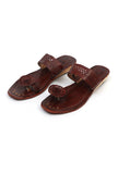 Vrinda Earthy Brown Cruelty-Free Genuine Leather Kolhapuri Flats