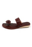 Vrinda Earthy Brown Cruelty-Free Genuine Leather Kolhapuri Flats