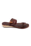 Vrinda Earthy Brown Cruelty-Free Genuine Leather Kolhapuri Flats
