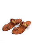 Saanjh Golden Strap Cruelty-Free Genuine Leather Kolhapuri