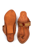 Saanjh Golden Strap Cruelty-Free Genuine Leather Kolhapuri