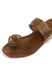 Madhuban Floral Toe-Ring Cruelty-Free Genuine Leather Kolhapuri