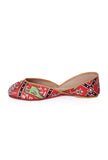 Green & Red Silk Patola Print Juttie