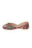 Dark Green & Red Silk Patola Print Juttie