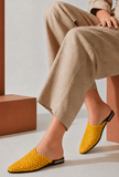 Mustard Woven Mule Flats