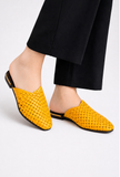 Mustard Woven Mule Flats