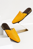 Mustard Woven Mule Flats