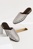 Silver Woven Mule Flats