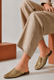 Gold Woven Mule Flats