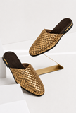 Gold Woven Mule Flats