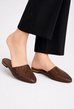 Brown Woven Mule Flats