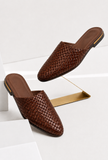 Brown Woven Mule Flats