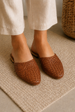 Tan Woven Mule Flats