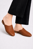 Tan Woven Mule Flats