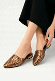 Bronze Woven Mule Flats