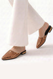 Bronze Woven Mule Flats