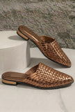 Bronze Woven Mule Flats