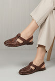Brown Handwoven Slingback Flats