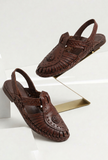 Brown Handwoven Slingback Flats