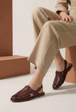 Brown Artisan Huarache Slingback Flats