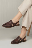Brown Artisan Huarache Slingback Flats