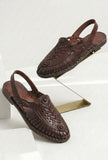 Brown Artisan Huarache Slingback Flats