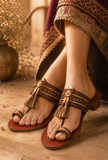 Mahogany Tassel Kolhapuri Flats