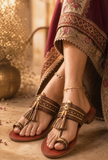 Mahogany Tassel Kolhapuri Flats