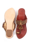 Mahogany Tassel Kolhapuri Flats