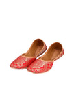 Red Brocade Genuine Leather Punjabi Jutti