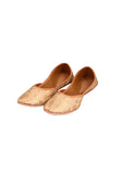 Beige Brocade Genuine Leather Punjabi Jutti