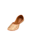 Beige Brocade Genuine Leather Punjabi Jutti