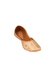 Beige Brocade Genuine Leather Punjabi Jutti