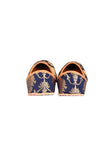 Navy Blue Brocade Genuine Leather Punjabi Jutti