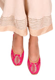 Fuscia Brocade Genuine Leather Punjabi Jutti