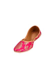 Fuscia Brocade Genuine Leather Punjabi Jutti