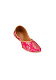 Fuscia Brocade Genuine Leather Punjabi Jutti