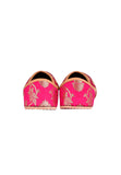 Fuscia Brocade Genuine Leather Punjabi Jutti