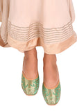 Mint Green Brocade Genuine Leather Punjabi Jutti