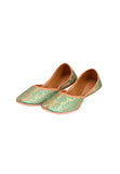 Mint Green Brocade Genuine Leather Punjabi Jutti